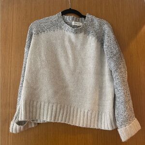 John + Jenn Two-Tone Gray and Cream Sweater